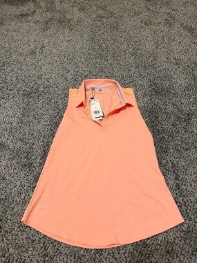 adidas Coral Pink Sleeveless Polo Tank